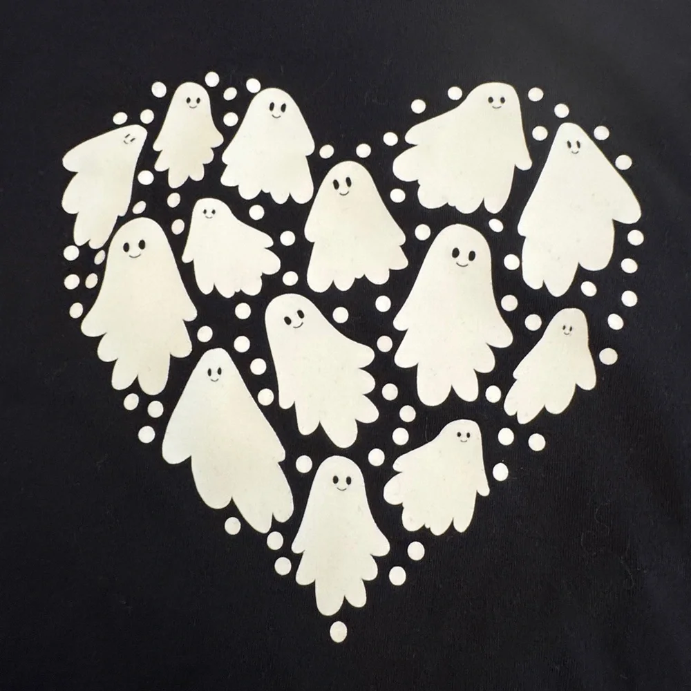 Cat & Jack XL (14) Black Ghost Halloween Graphic Women's Tee - glow in the dark - Picture 2 of 5